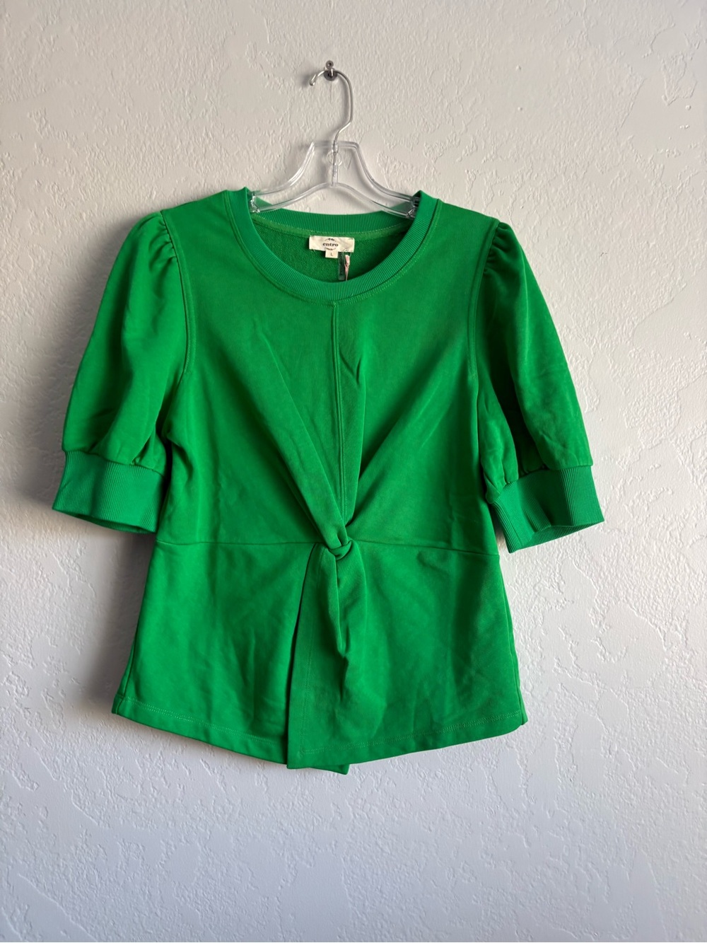 ❤️NEW entro Bright Green Knot-Front Short Sleeve blouse